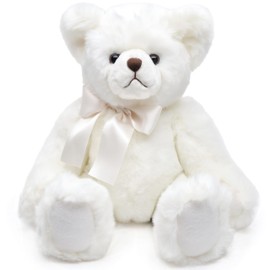 Bearington Collection Aspen Soft Teddy Bear for Elderly - 15.5 in White Plush - Huggable First Teddy Bear