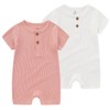 MAMIMAKA Newborn Romper Solid Cotton Baby Boy Girl Short Sleeve