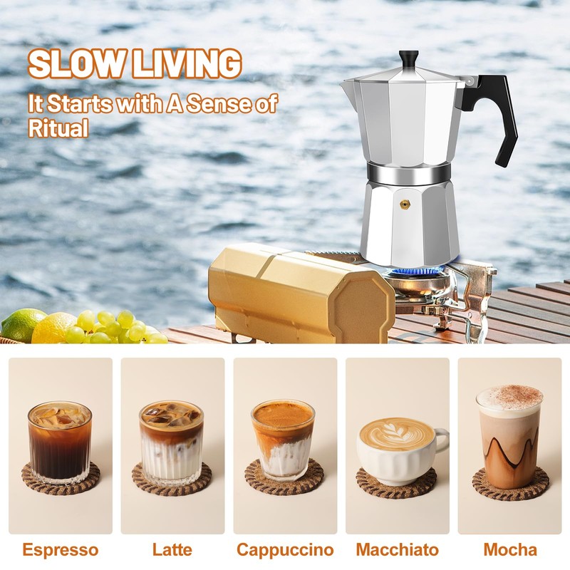 DITOSH 14 Cup Aluminum Espresso Stovetop Moka Pot Express Coffee