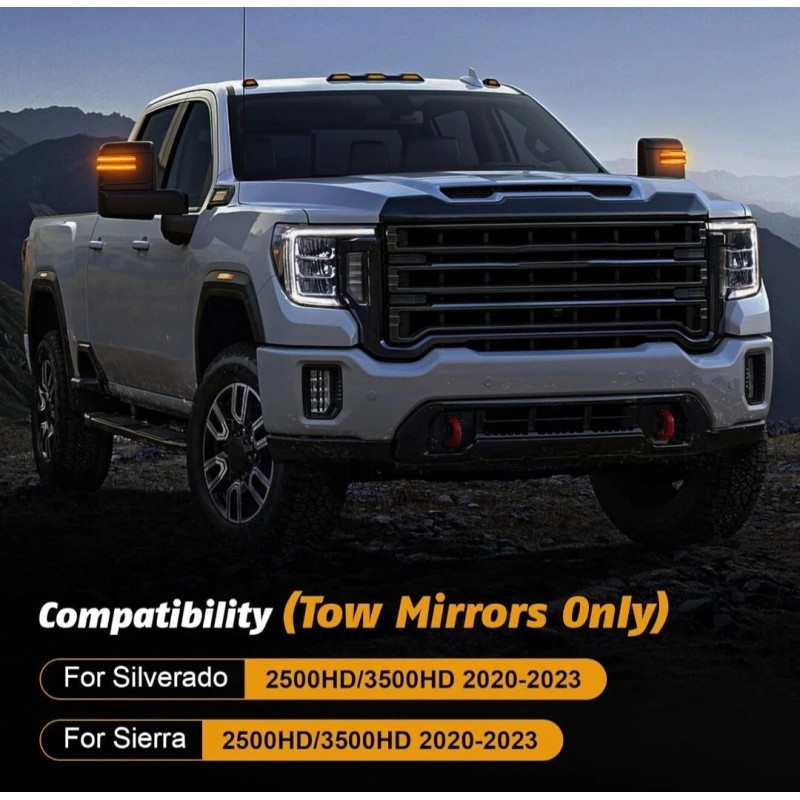 Signal Sequential Tow Mirror Turn Signal Lights Smoked for '20-'23