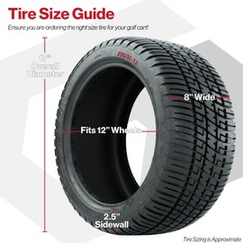 GTW Fusion 17 inch Golf Cart Street Tire | 205/30-12 | Street/Course Tire | 4-Ply Construction | Universal Fitment with 12 inch Wheels | Set of 4