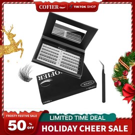 Cofier DIY Lash Kit Press on Lash No Glue Lash Self-Adhesive Eyelash Kit Individual Lashes Beginner Friendly Makeup Cosmetic Eyelashes with Tweezers(80/90/120 Pcs):_Natural Set (Cat Eye/Short Cat Eye/Short Fairy)