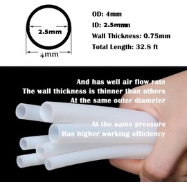 10M Pneumatic Tubing Pipe PU Polyurethane Tube Air Compressor Hose Line Fitting or Fluid Transfer, 4mm OD x 2.5mm ID Without Fittings (Black 32.8ft)