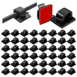55 Piezas Clips Organizadores de Cables Autoadhesivos, Soportes de Cable Adhesivos, Gestin de Cables (Negro)                                          