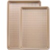 JOHO BAKING Cookie Sheet Baking Pan Set, Professional Baking Sheet for oven Nonstick, 2 Piece Bakeware Set, 9x13in,10x15in, Gold