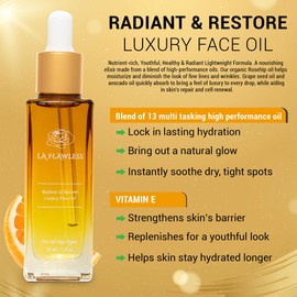 La Flawless Radiant & Restore Luxury Face Oil - Organic, Lightweight Moisturizing Oil for Dry Skin - Aging, Dryness, Uneven Skin Tone
