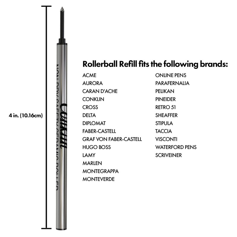 Conklin Non-dry Ceramic Rollerball Refill, Black (2 pcs tube)