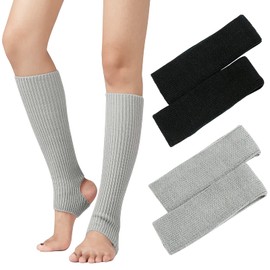 PHOGARY 2 Pairs Knitted Yoga Socks Leg Warmers Women Winter Warm Knit Crochet Leg Warmers Boot Cuffs Boot Topper Socks for Yoga Dancing Exercising Gym