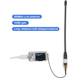 868MHz Antenna 10dBi Gain for Meshtastic LoRa Long Range Soft Whip Antenna, 17cm Omni SMA Male Black (1 Pack)