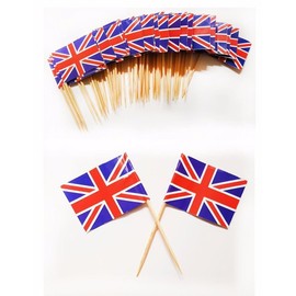 200pcs Union Jack Toothpicks British Sandwich Flags Food Cup Cake Cocktail Sticks Picks Tableware Party Supplies Pub BBQ Royal Event Décor