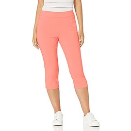 Briggs New York Womens Pull on Capri with Pocket Casual Pants, Flamingo Pink, 12 US