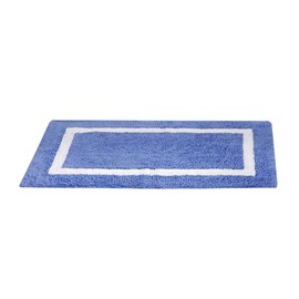 Better Trends Hotel Collection is Super Absorbent Reversible Double Sided Thick Bath Mat Rug Machine Washable 100% Cotton in Race Track Pattern, 2pc Set, Blue & White 2 Piece