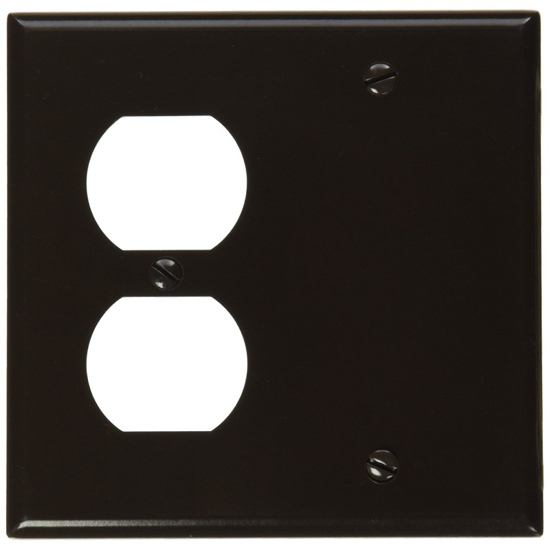 Leviton 2-Gang Wallplate, 1-Blank 1-Duplex Combination, Standard Size, Thermoset, 85008,