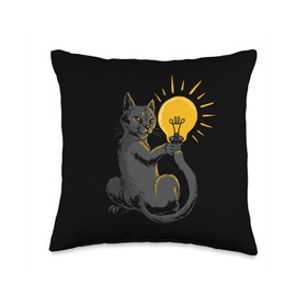 mix Funny Cat Motif Light Bulb Electrics Cat Motif Throw Pillow, 16x16, Multicolor