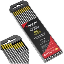 ARCCAPTAIN TIG Welding Tungsten Electrode 10-Pack 3/32"x 7"(Gold - 1.5% Lanthanated, WL15/EWLa-1.5)