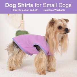 Kosiyi 2Pack Dog Shirt Vest Waffle Dog Clothes for Small Dogs Boy Girl Stretchy Spring Summer Puppy T-Shirts Soft Breathable Tank Top Sleeveless Vest Sweatshirt Pet Cat Outfit, Purple+BP,S