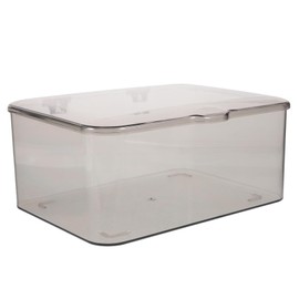 LABRIMP Hinged Storage Box for Desktop Organization Dustproof Multi-functional Organizer for School and Home Compact Grey Lid for Items and Sundries