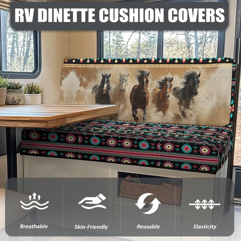 SEANATIVE Western Horse Tribal RV Couch Cushion Cover Camper Dinette