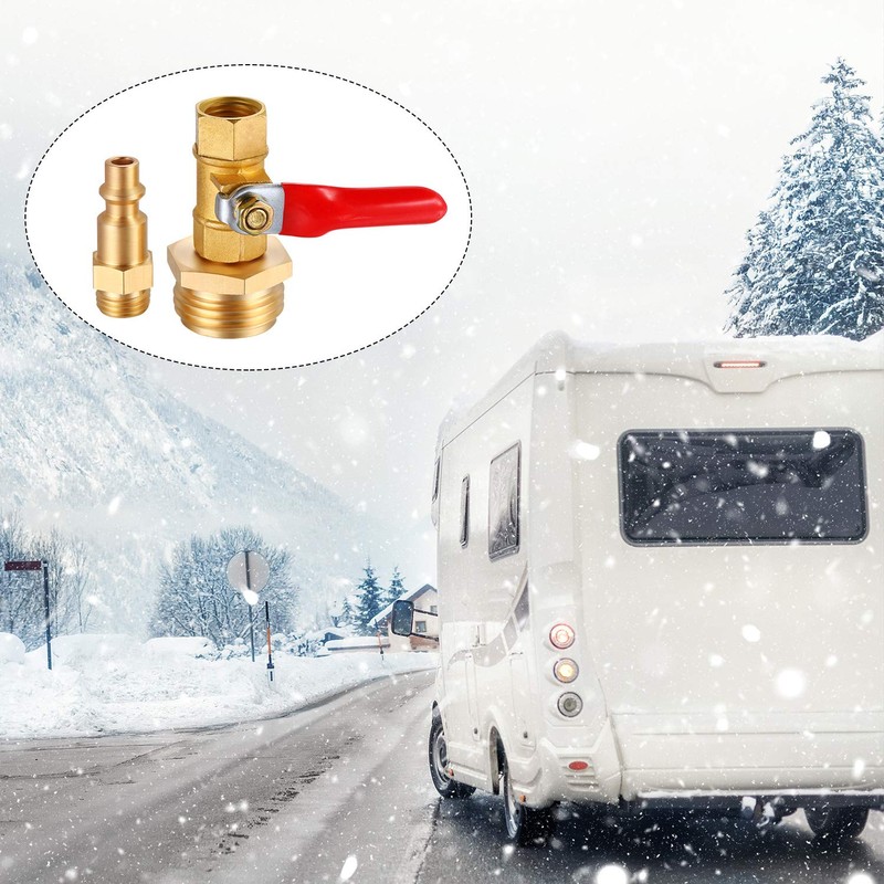 Hotop Brass Winterize Blowout Adapter with 1/4 Inch Quick Connect