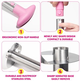 Pineapple Corer, [Upgraded, Reinforced, Thicker Blade] Newness Premium Pineapple Corer Remover, Stainless Steel Pineapple Core Tool for Home & Kitchen with Sharp Blade for Diced Fruit Ring (Pink)