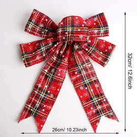 Wenxiaw Large Tartan Christmas Bow Decoration Red Bow Christmas Christmas Ornaments Bows for Christmas Tree, Christmas Wreath, Christmas Decorations, Gifts Bags Sugar Bags, 26 * 32 cm
