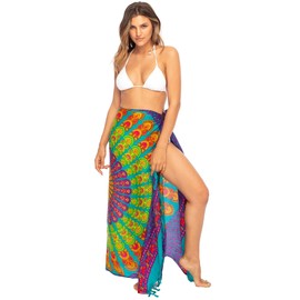 Back From Bali Womens Beach Swimsuit Bikini Cover Up Wrap and Clip Sarong Peacock Tosca Pink