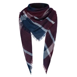 Scarfs for Women Fall Plaid Scarfs Tartan Scaf Cozy Warm Scarves Shawl Wraps Burgundy & Navy