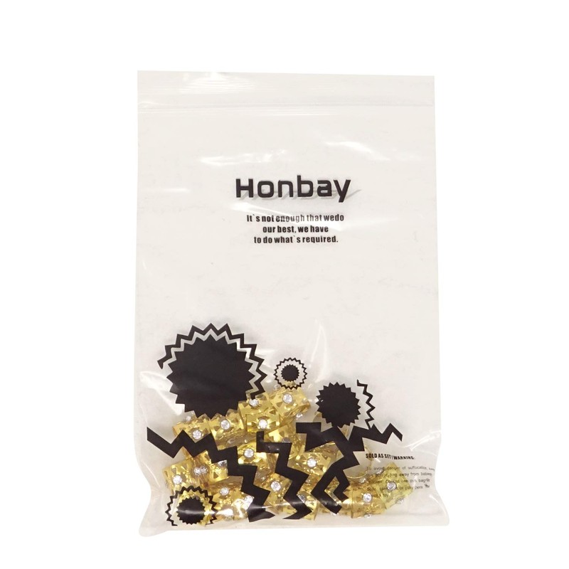 Honbay 20PCS Gold Rhinestone Hair Rings Dreadlocks Beads Braid Hair