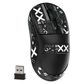 MAMBASNAKE Attack Shark X3 Wireless Gaming Mouse, 49g Ultralight, PixArt PAW3395 26000 DPI, Bluetooth/2.4Ghz /Wired Tri-Mode, 200Hrs Rechargeable Battery, Kailh GM8.0 Switch for MAC/Win - Black&Tape