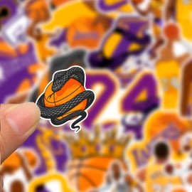 30 PCS Los Angeles Vinyl Lakers Basketball Star Stickers for Water Bottle, Laptop, Bicycle, Computer, Motorcycle, Travel Case, Car Decal Decoration Sticker Graffiti Decals