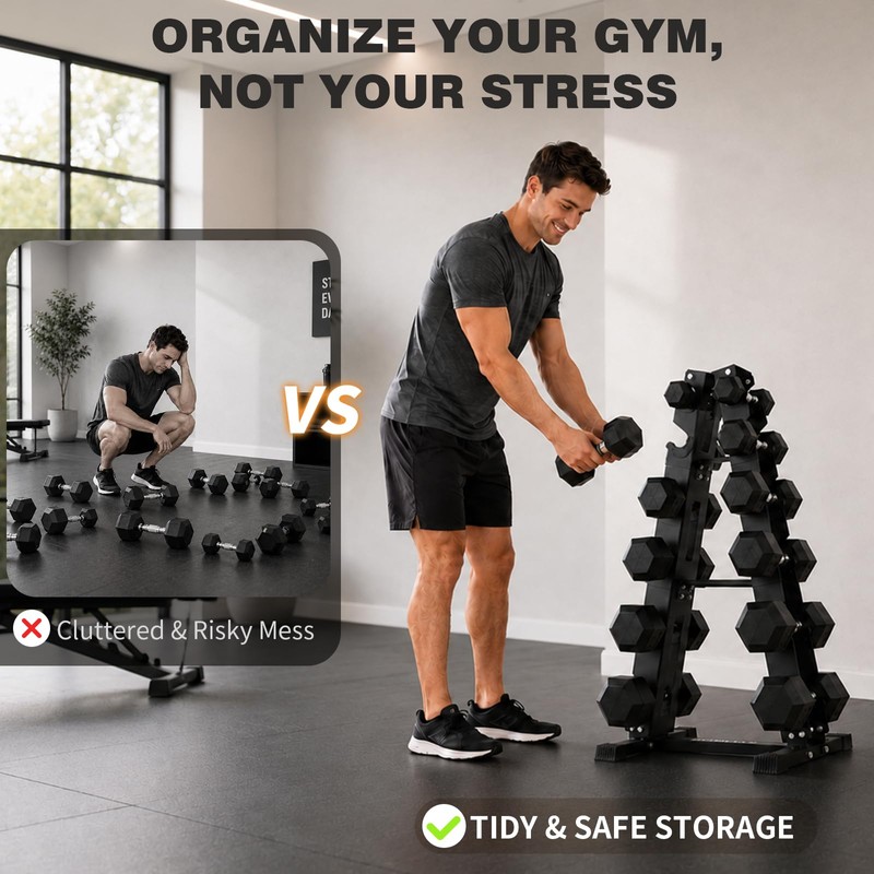 LIONSCOOL 6 Tier A-Frame Dumbbell Rack Stand Only