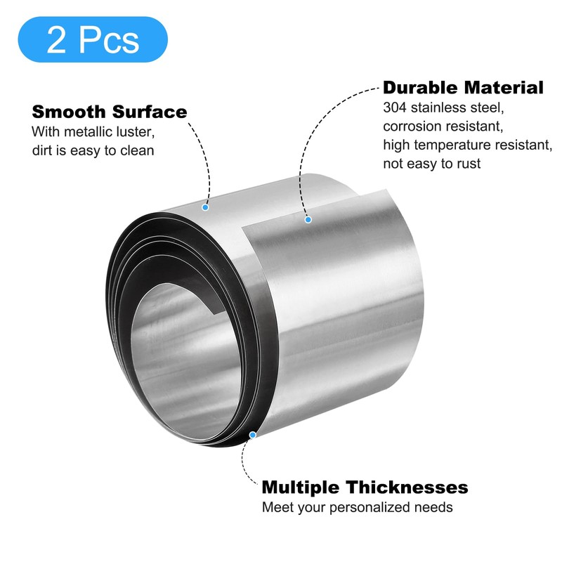 uxcell 304 Stainless Steel Foil Roll，0.5mm x 50mm x 1M