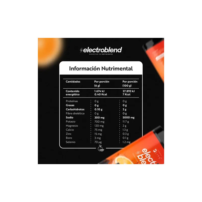 Bebida Hidratante En Polvo 360gr. Electroblend. B Life Sabor Orange