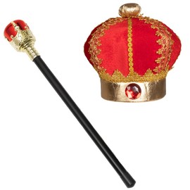 My Illusions Kids Royal King Hat and Sceptre Coronation Crown Fancy Dress Costume Accessory