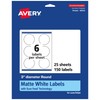 Avery Matte White Round Labels, Sure Feed Technology, 3" Diameter,