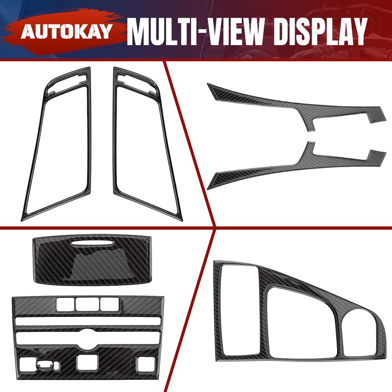 AUTOKAY 11pcs Carbon Fiber Full Interior Set Kit Cover Trim