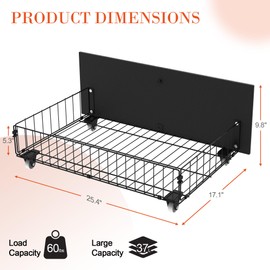 LEPAIER Under Bed Storage with Wheels - Pack of 2 Under Bed Storage Containers for Clothes, Blankets, Winter Clothing, & Shoes, 37L Large Capacity, Sturdy Metal Frame - Black