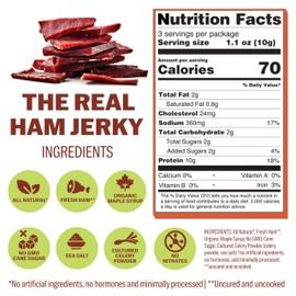 All Natural Jerky | Old Recipe Ham | Small Batch Handcrafted | Keto Food | High Protein Snacks | Made in the USA | Gluten-Free | Non-GMO | Low Carbs | Bezerky Jerky | 3.3 Oz (Pack of 3)