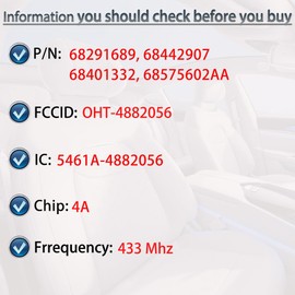Smart Key Fob Keyless Entry Fits for RAM 1500 Dodge RAM 2019 2020 2021 2022 2023 2024 Remote Control Key Replacement 4 Button FCC ID:OHT-4882056
