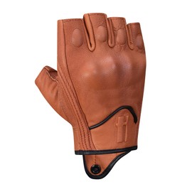 Harssidanzar Mens Gloves Half Finger Goatskin Leather Motorcycle Gloves GM037UK, TAN, Size XL