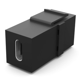 HB-DIGITAL Keystone Module with USB-C Socket, Multimedia Keystone for Patch Panel, Network Socket, 240 W, Keystone Holder, Connector, Adapter, Coupling, Plug & Play, Black