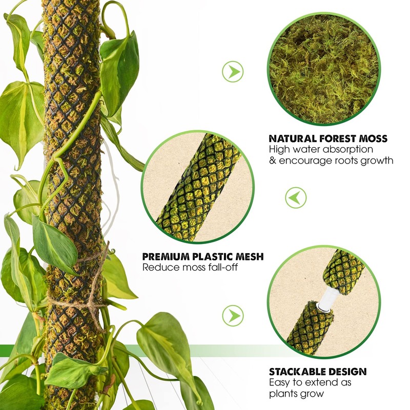 DUSPRO Stackable Mesh Moss Pole for Plants Monstera Potted Plant
