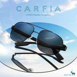 CARFIA CA5377 Men's Polarised Sports Glasses Driving Glasses with Metal Frame, black