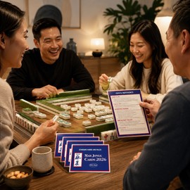 Mahjong Rule Reference Card for Game Night – Portable Cardboard Playing Guide for Beginners and Adults