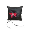 Black Flower Girl Basket and Ring Bearer Pillow Set, Red