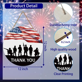 Memorial Day Decorations American Soldier Remember Our Heros Hanging Sign American Flag Memorial Day Wreath Patriotic Wreath Wooden 4th of July Decorations Door Decor for Office Wall Indoor Home Decor