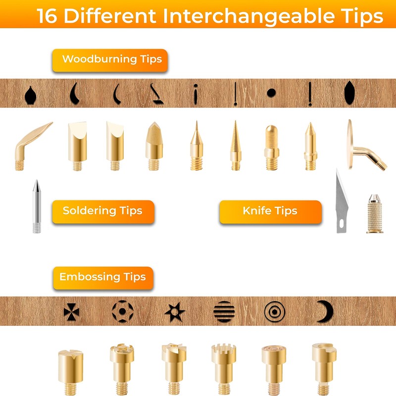 Wood Burning Kit 22PCS, Adjustable Temperature Pen with 18 Tips&Accessories