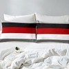 Red Black Stripes Single Comforter Cover Patchwork Geometric Striped Bedding