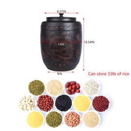 BDKNBHG Ceramics Rice Jar - Ceramic Rice Container Large Food Storage Canister, Dispenser with Airtight Lid Grain Containers Bucket