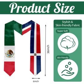 CSFIML Mexico Dominican Republic Mixed Flag Graduation Stole Sash Mexican Flag Graduation Sash For International Graduates